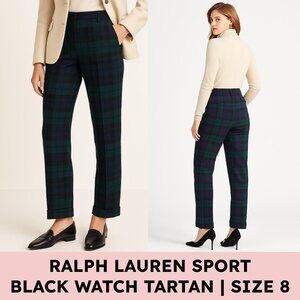 Ralph Lauren Sport Wool Black Watch Plaid Trousers Academia Quiet Luxury Size 8
